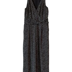 Ann Taylor Navy and White Polka Dot Jumpsuit